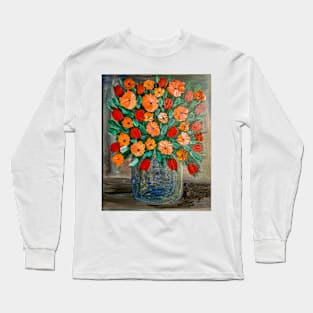 Some abstract mixed flowers in a metallic vase Long Sleeve T-Shirt